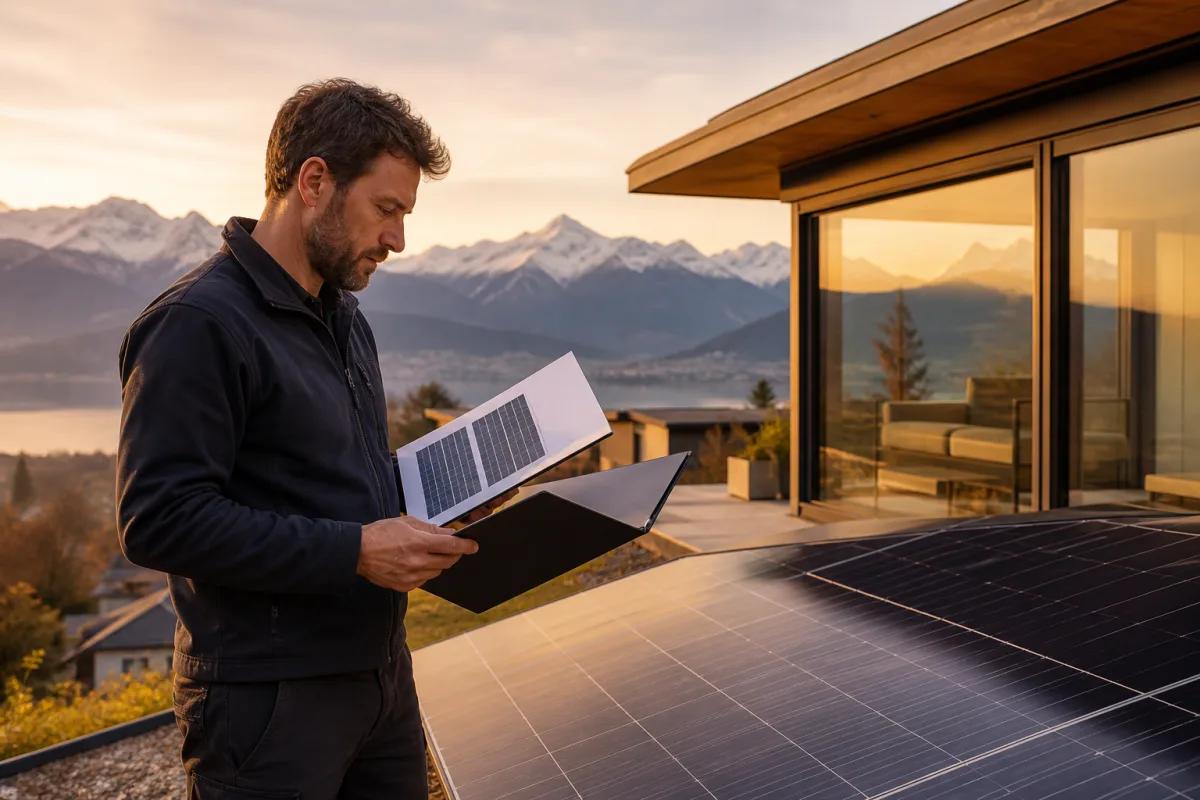 Détail de rails et de crochets pour une pose photovoltaïque sur toiture