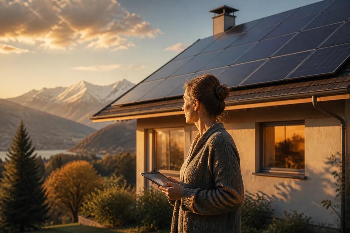 Eigentümer dokumentiert eine Photovoltaikanlage und den Versicherungswert des Gebäudes