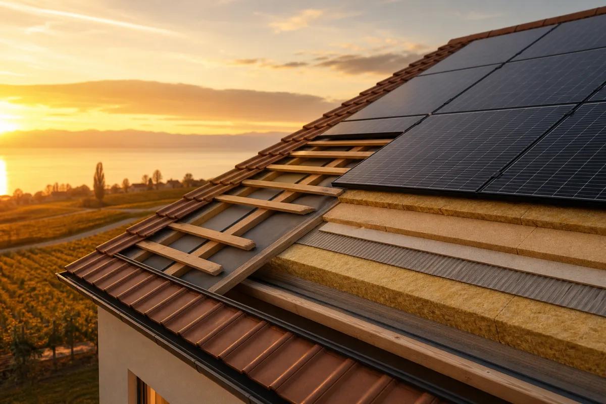 Toiture isolée et panneaux photovoltaïques dans un projet de rénovation énergétique