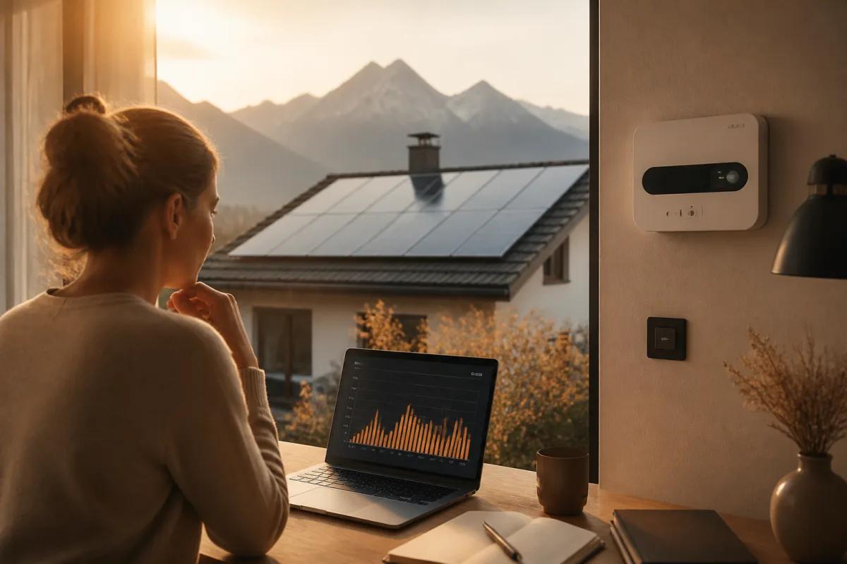 Compteur intelligent, données horaires et panneaux solaires dans une maison suisse