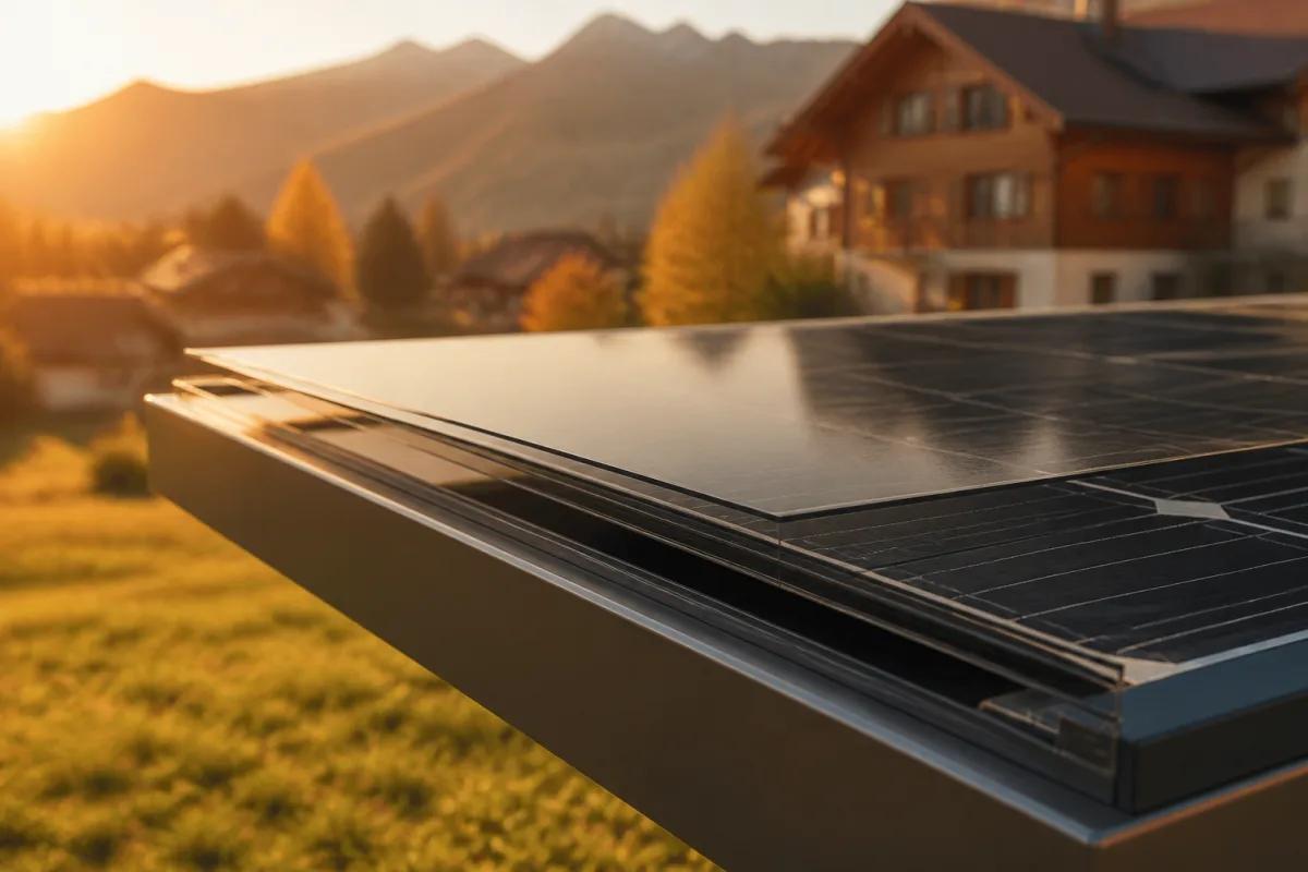 Propriétaire observant une installation solaire intégrée à son toit