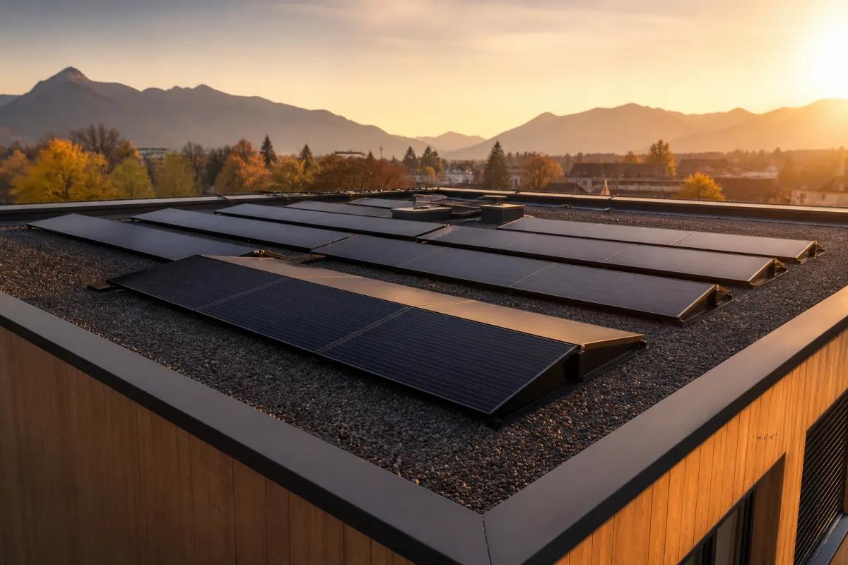 Maison neuchâteloise avec panneaux photovoltaïques et paysage du Jura