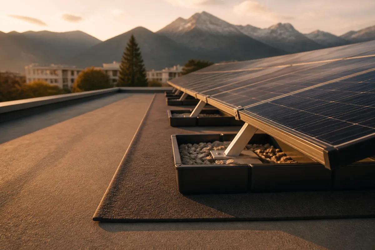 Toiture solaire sur un bâtiment résidentiel près du lac de Neuchâtel