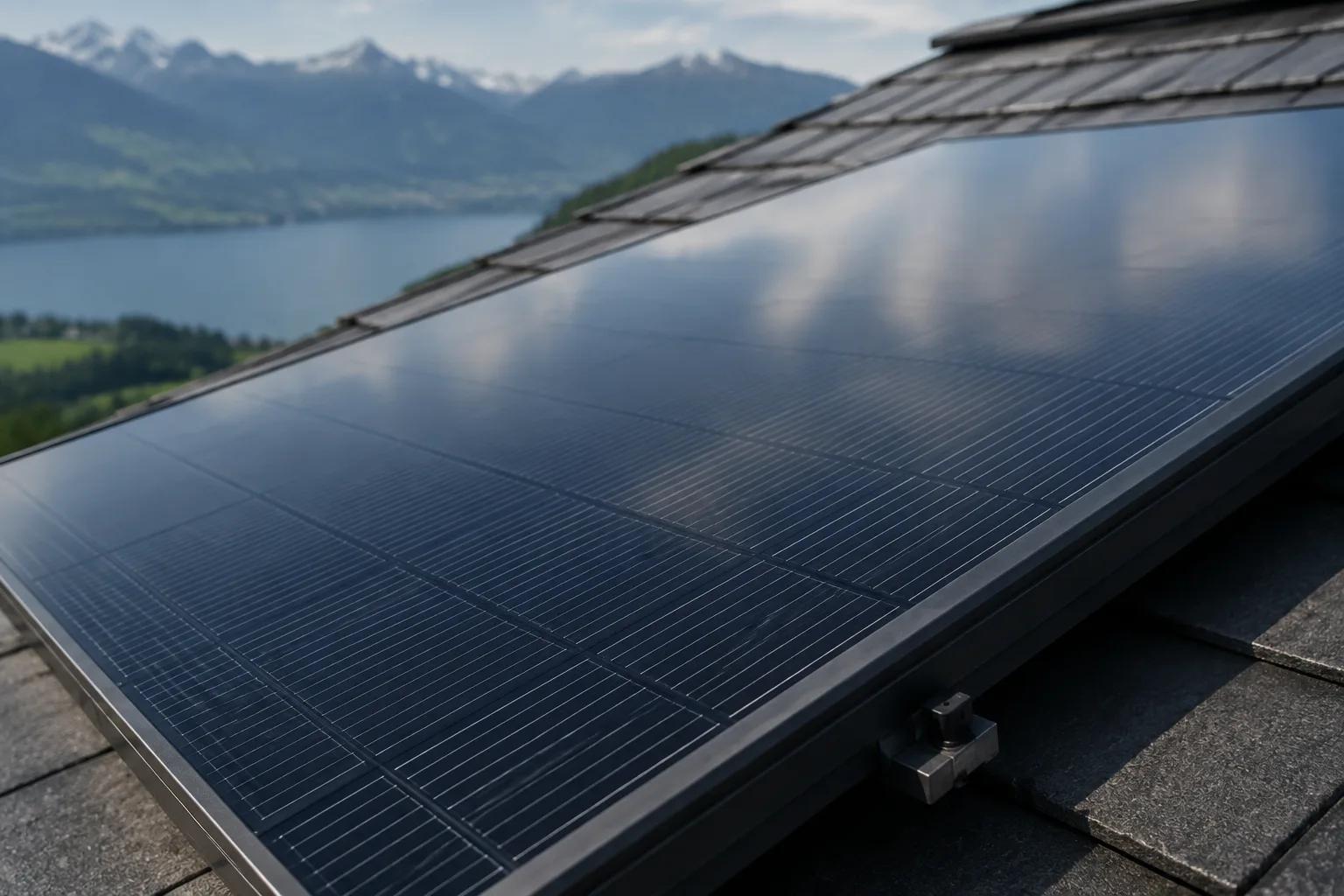 Blendarmes Solarmodulglas bei natürlichem Sonnenlicht im Nahbild