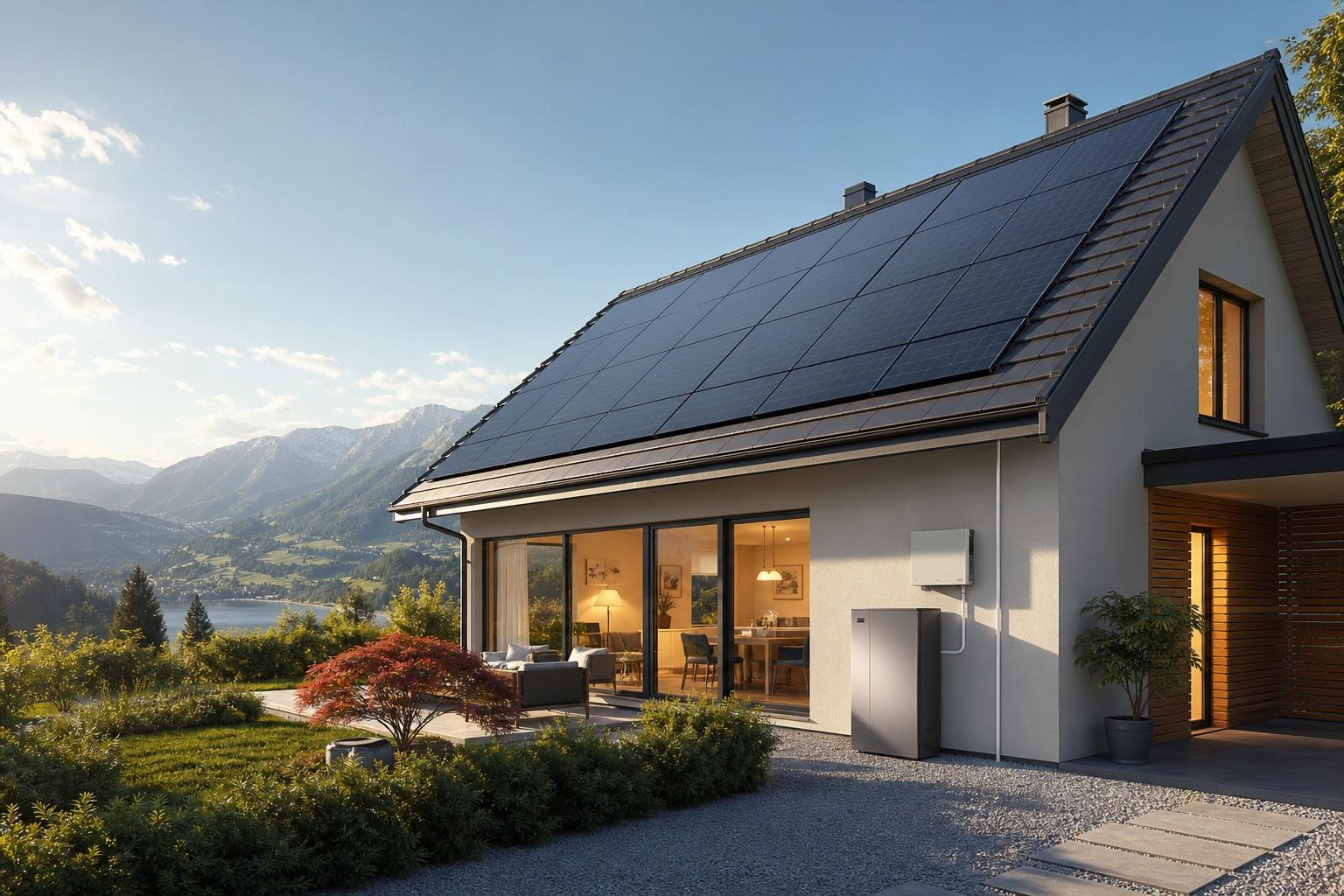 Schweizer Einfamilienhaus mit Photovoltaikanlage und Heimspeicher