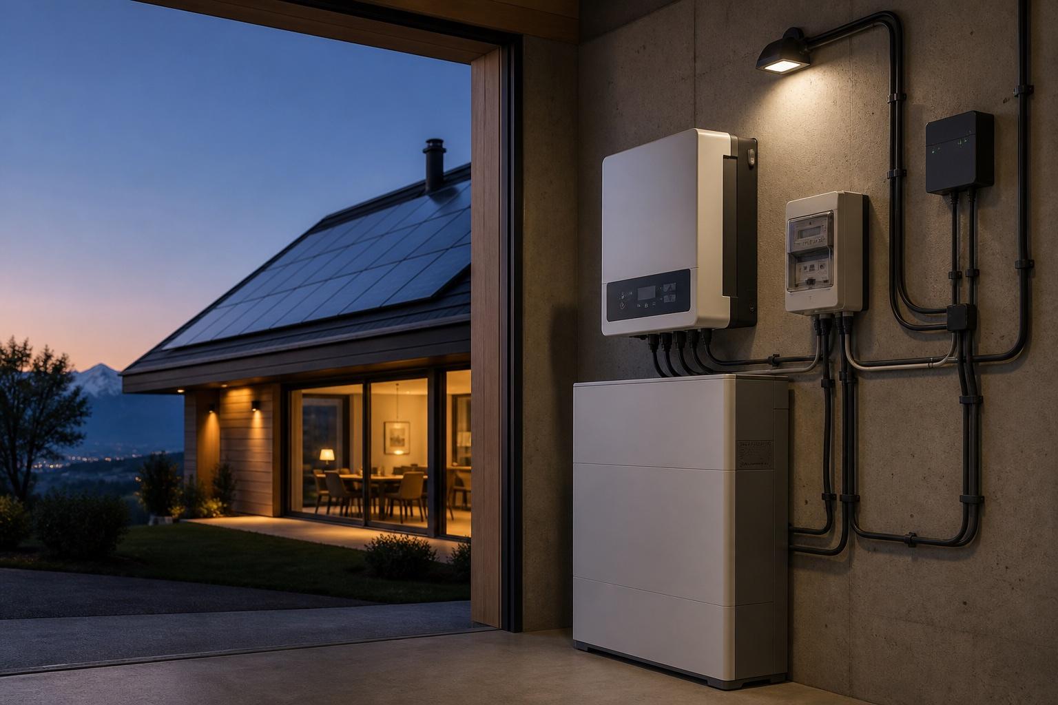 Heimspeicher, Wechselrichter und Smart Meter in einem Schweizer Solarhaushalt
