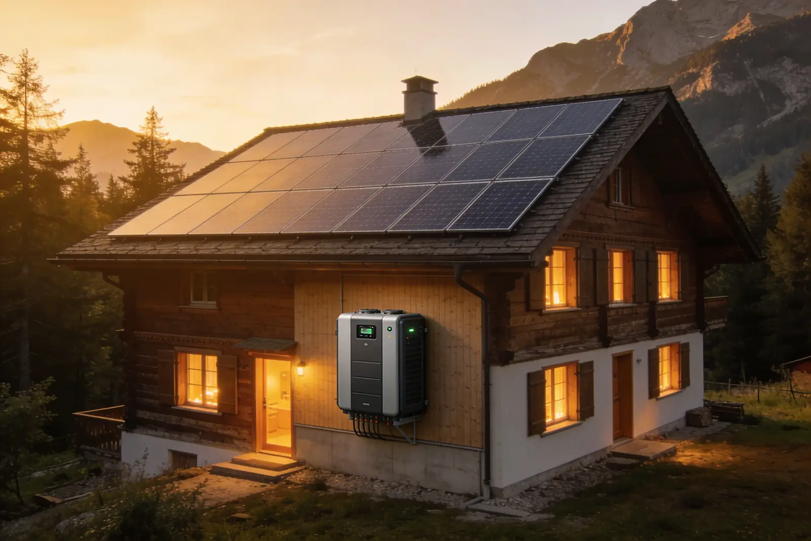 Maison équipée de panneaux photovoltaïques en Suisse